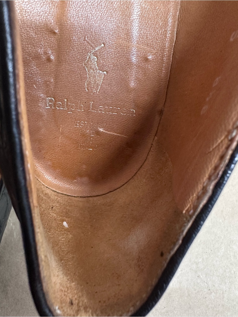 Classic Ralph Black Croc-Embossed Leather Ballet Flats - Picture 6 of 7